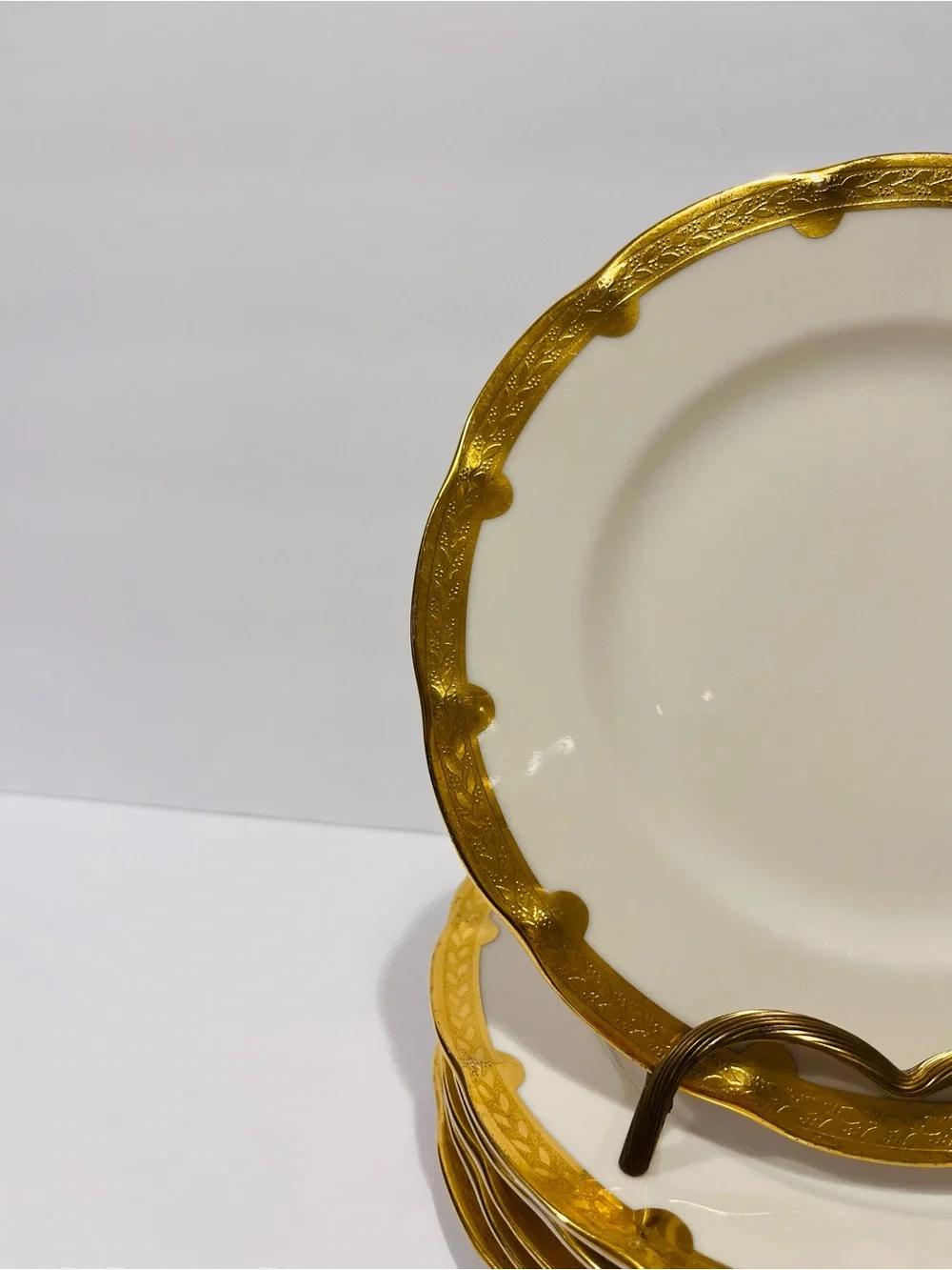 Antique Theodore Haviland New York Made in America Gold Encrusted 6 Salad Plates
